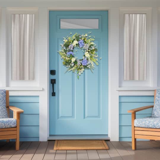 26" Eucalyptus, Hyacinth, Hydrangea & Fern Artificial Spring Wreath